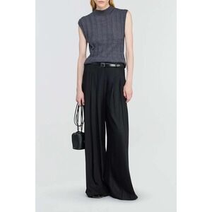 Semicouture Women‎ Satin Wide Leg  Lorel Trouser In Black  Size IT44/US8